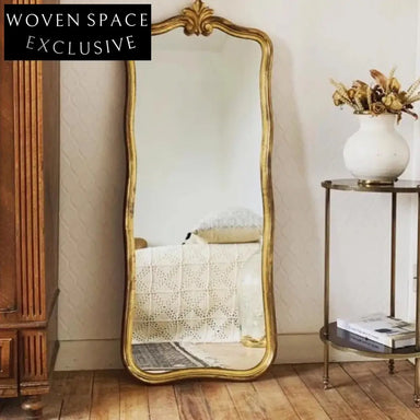 Handmade Golden Arch Full-Length Floor Mirror for Modern Home Decor & Dressing