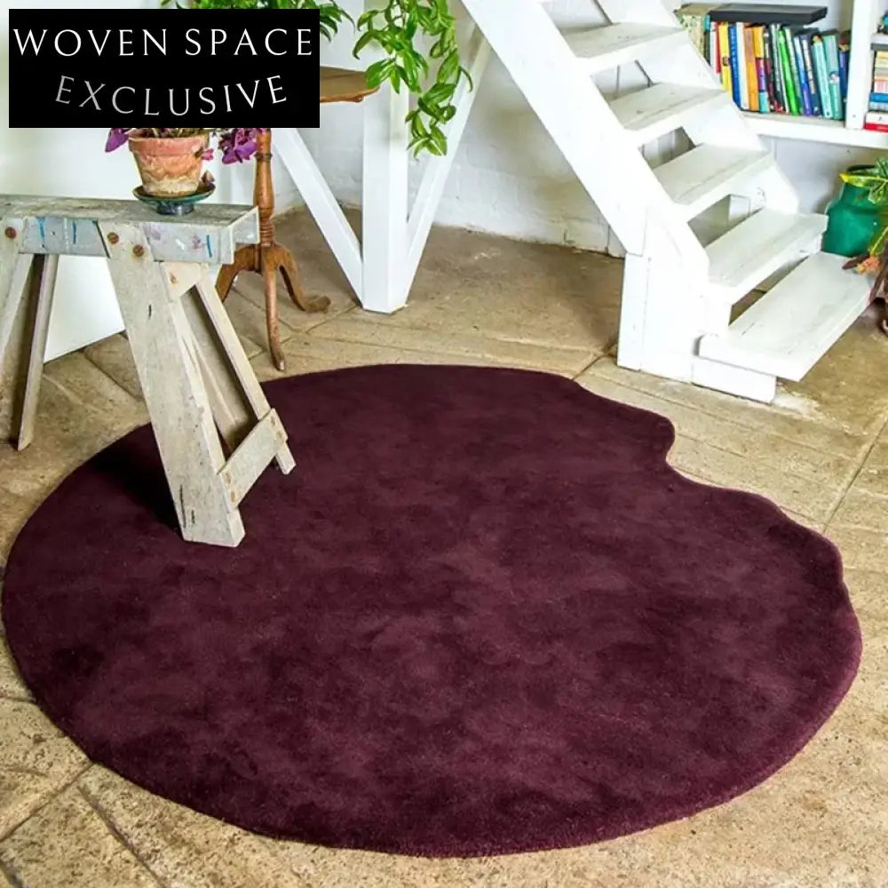 Handmade Irregular Solid Polyester Area Rug for Modern Living Room Decor