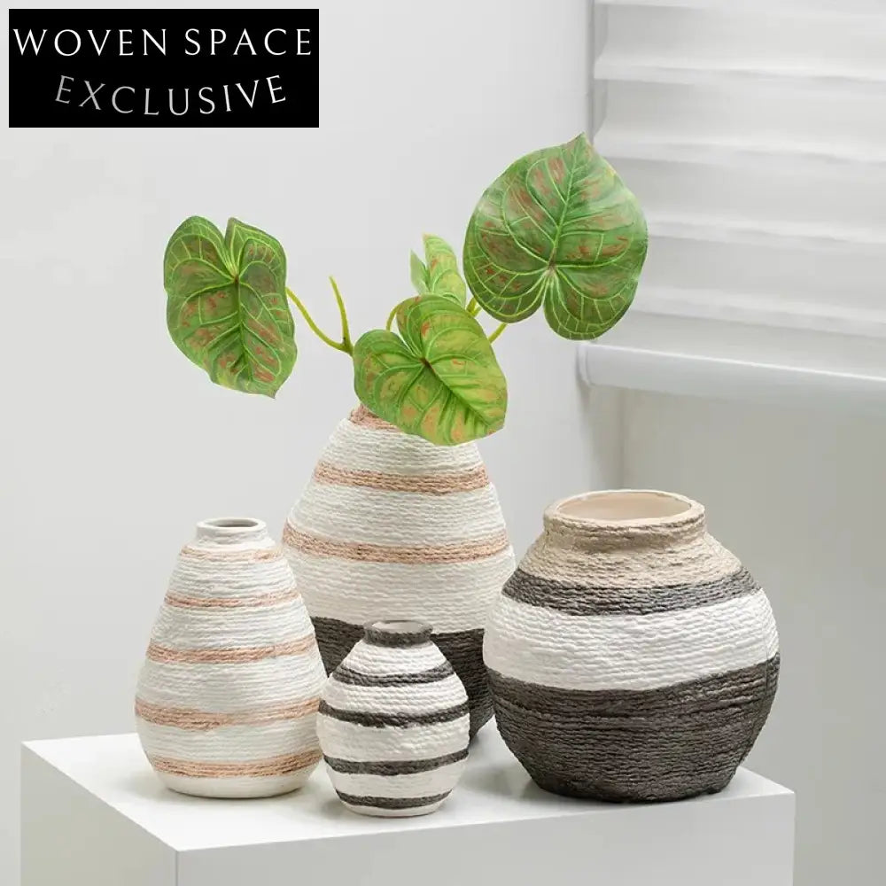 Handmade Minimalist Ceramic Flower Vase Set for Home Decor, Cafe Art Vases