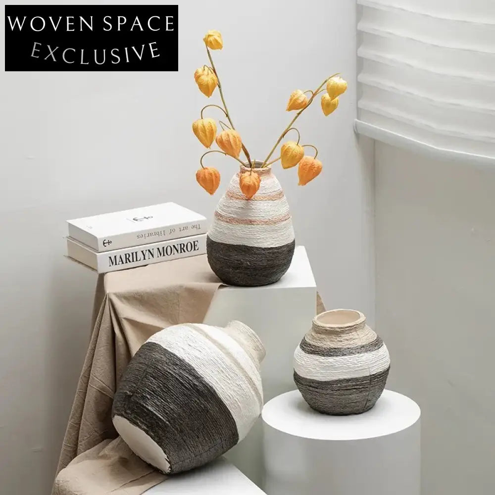 Handmade Minimalist Ceramic Flower Vase Set for Home Decor, Cafe Art Vases