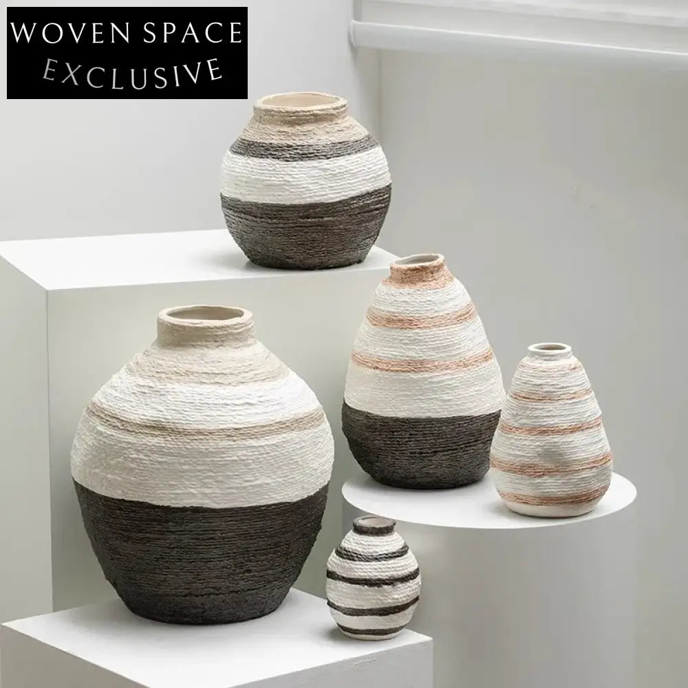 Handmade Minimalist Ceramic Flower Vase Set for Home Decor, Cafe Art Vases
