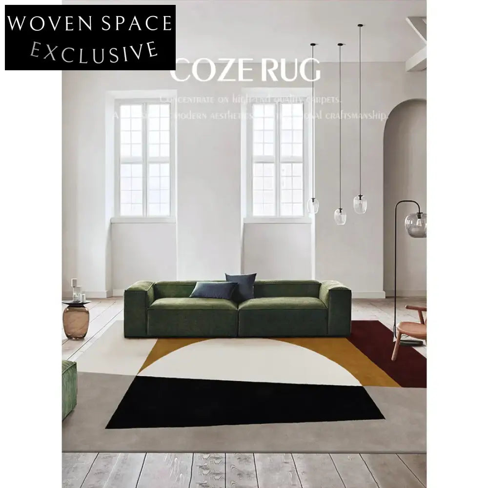 Handmade Minimalist Modern French Style Bauhaus Geometric Area Floor Rug for Home