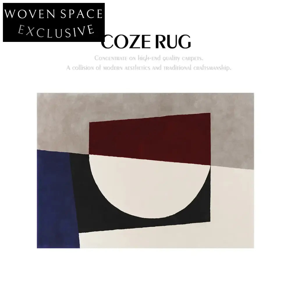 Handmade Minimalist Modern French Style Bauhaus Geometric Area Floor Rug for Home