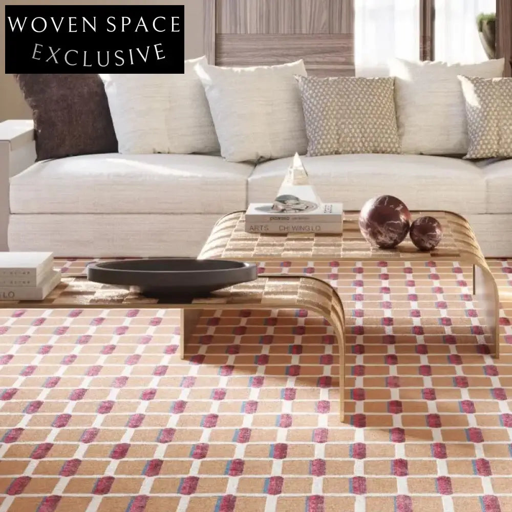 Handmade Modern 13mm Polyester Area Rug – Cream French Striped Living Room Carpet