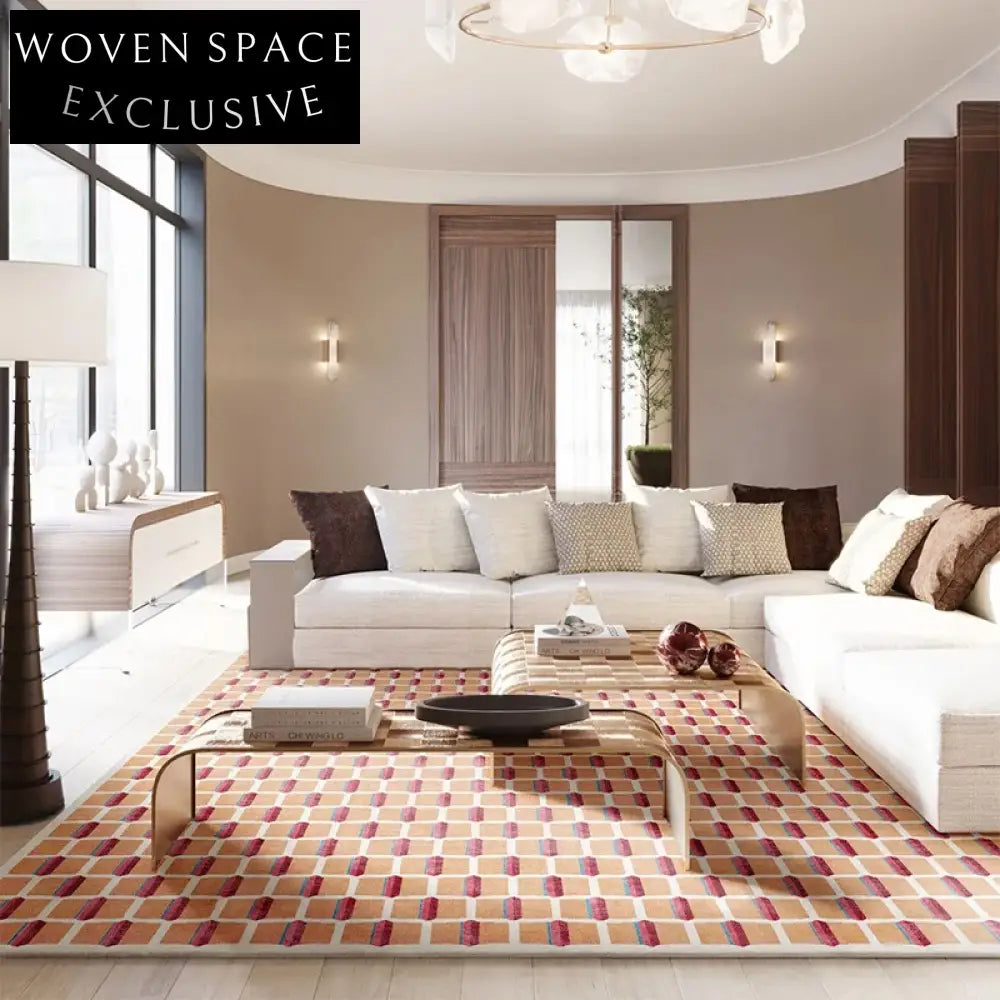 Handmade Modern 13mm Polyester Area Rug – Cream French Striped Living Room Carpet