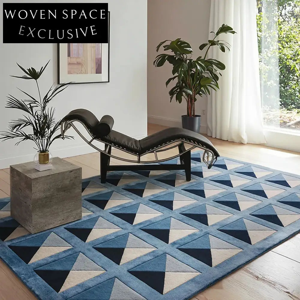 Handmade Modern Geometric Pattern Polypropylene Area Rug for Living Room Decor