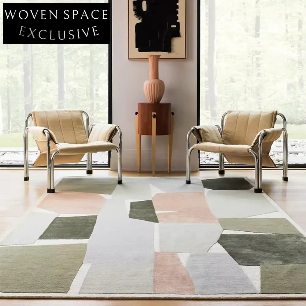 Handmade Modern Geometric Polyester Area Rug – Luxury Bedroom Living Room Carpet