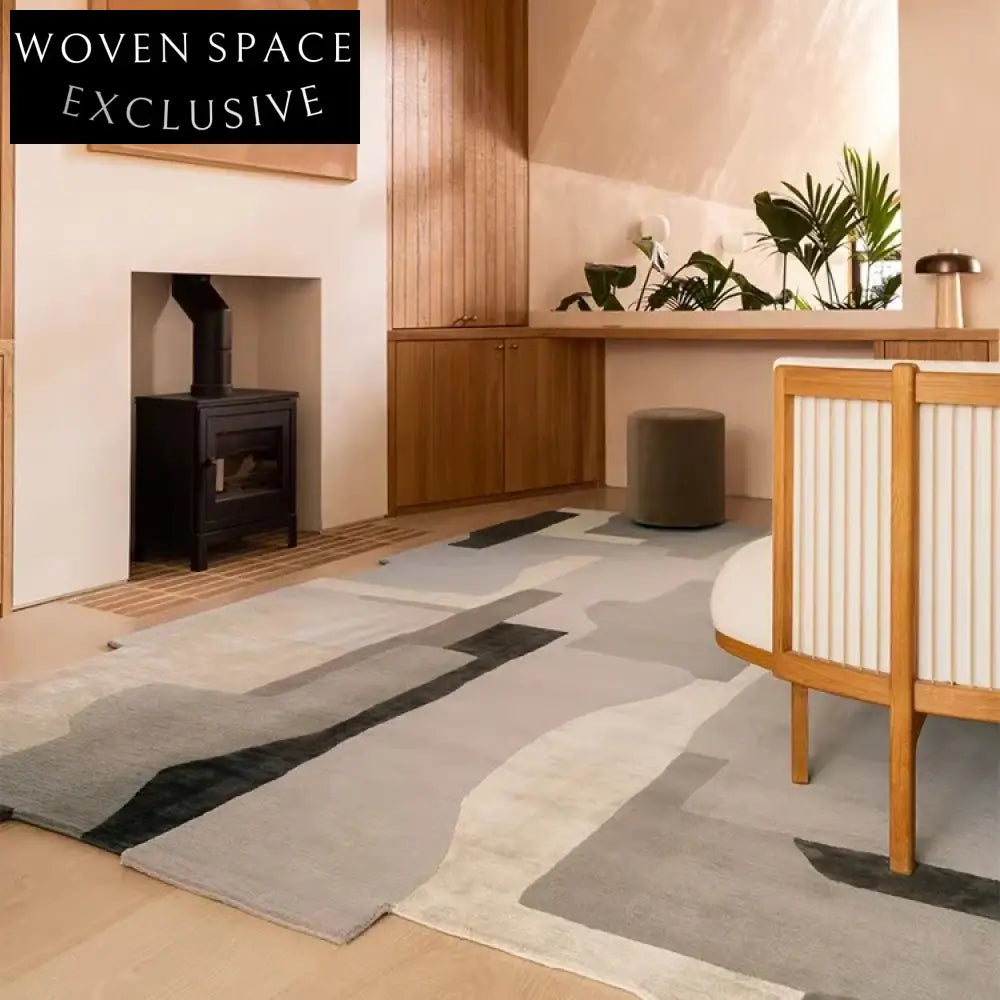 Handmade Modern Geometric Polyester Area Rug – Luxury Bedroom Living Room Carpet