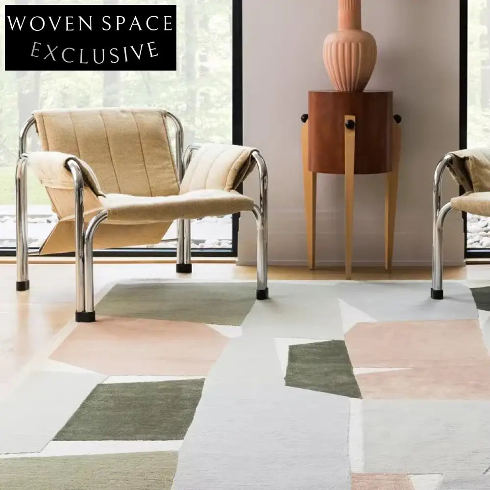 Handmade Modern Geometric Polyester Area Rug – Luxury Bedroom Living Room Carpet