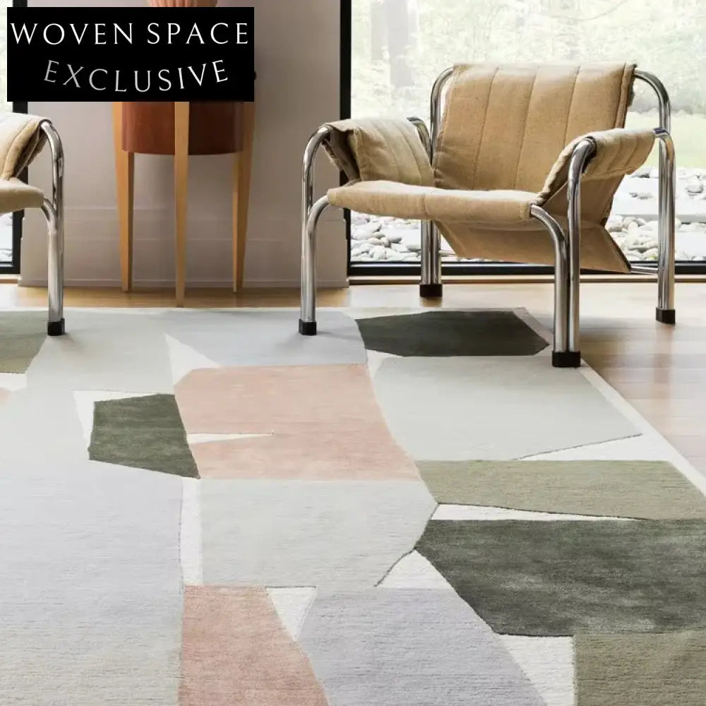 Handmade Modern Geometric Polyester Area Rug – Luxury Bedroom Living Room Carpet