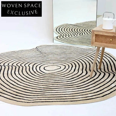 Handmade Modern Luxury Black White Irregular Striped Living Room Area Rug