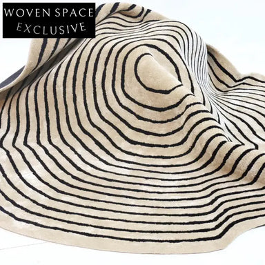 Handmade Modern Luxury Black White Irregular Striped Living Room Area Rug