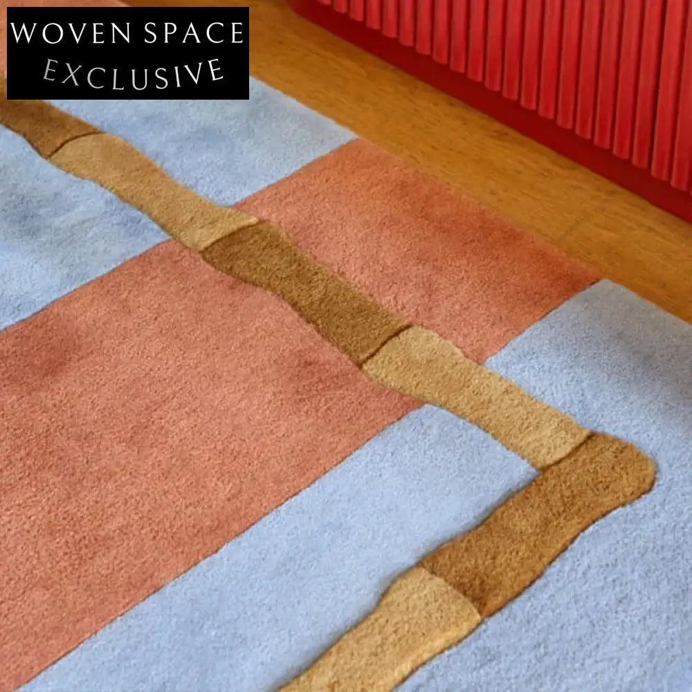 Handmade Modern Minimalist Cream Polyester Area Rug for Living Room Bedroom