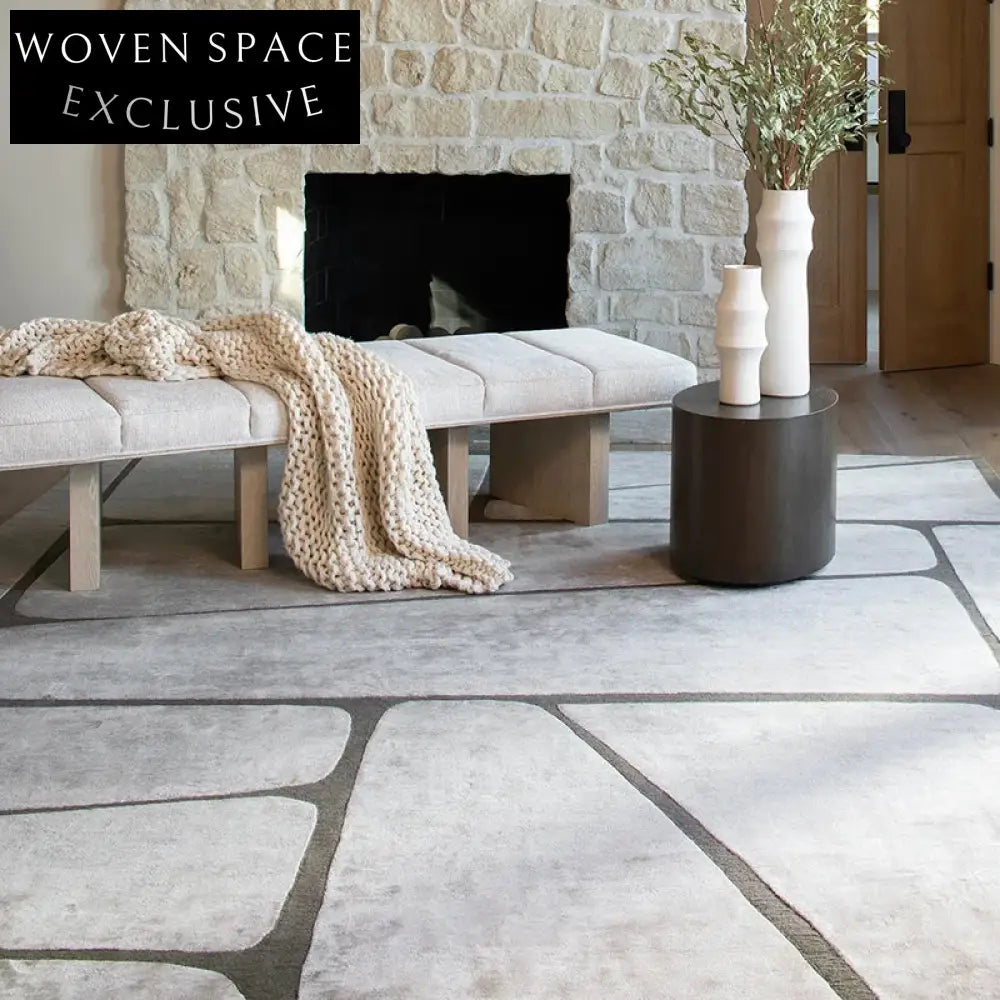 Handmade Modern Minimalist Geometric Area Rug for Bedroom Living Room