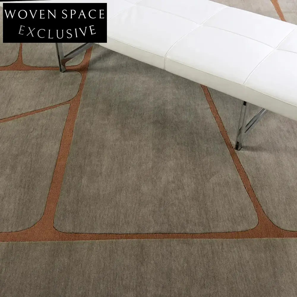 Handmade Modern Minimalist Geometric Area Rug for Bedroom Living Room