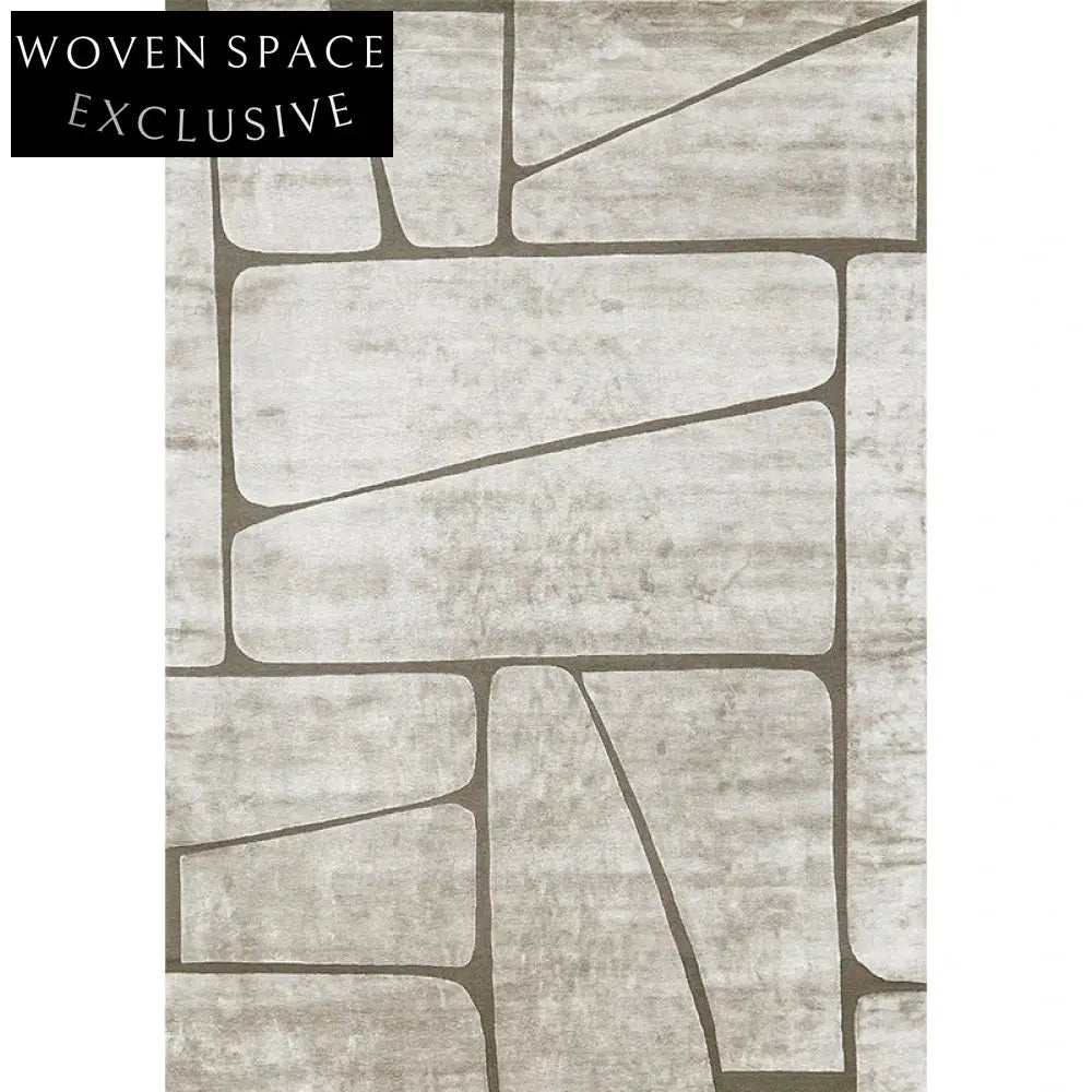 Handmade Modern Minimalist Geometric Area Rug for Bedroom Living Room