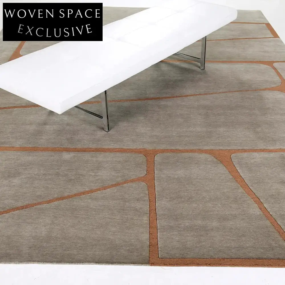 Handmade Modern Minimalist Geometric Area Rug for Bedroom Living Room