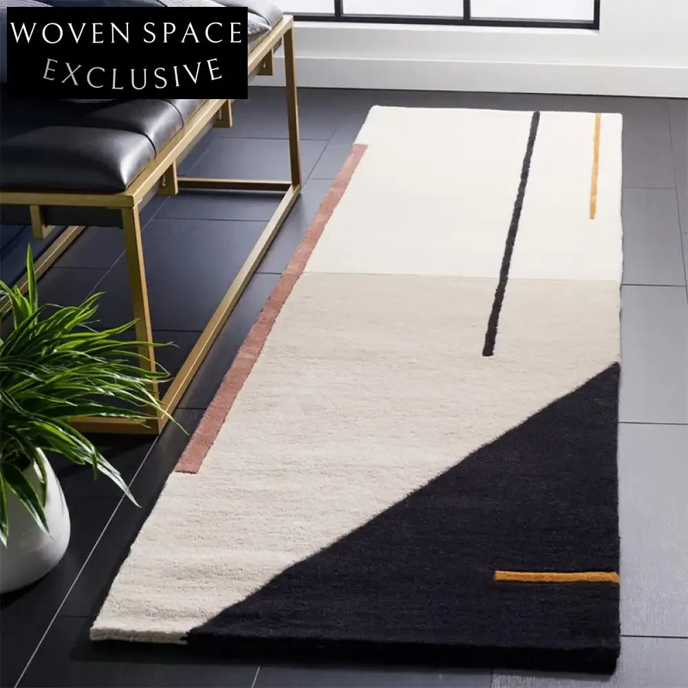 Handmade Modern Minimalist Geometric Polyester Area Rug for Home Living Room