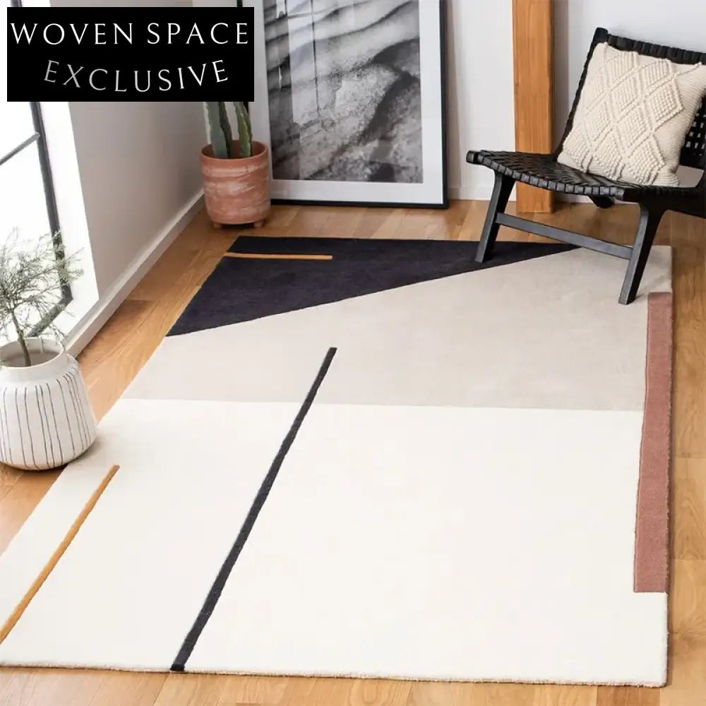 Handmade Modern Minimalist Geometric Polyester Area Rug for Home Living Room