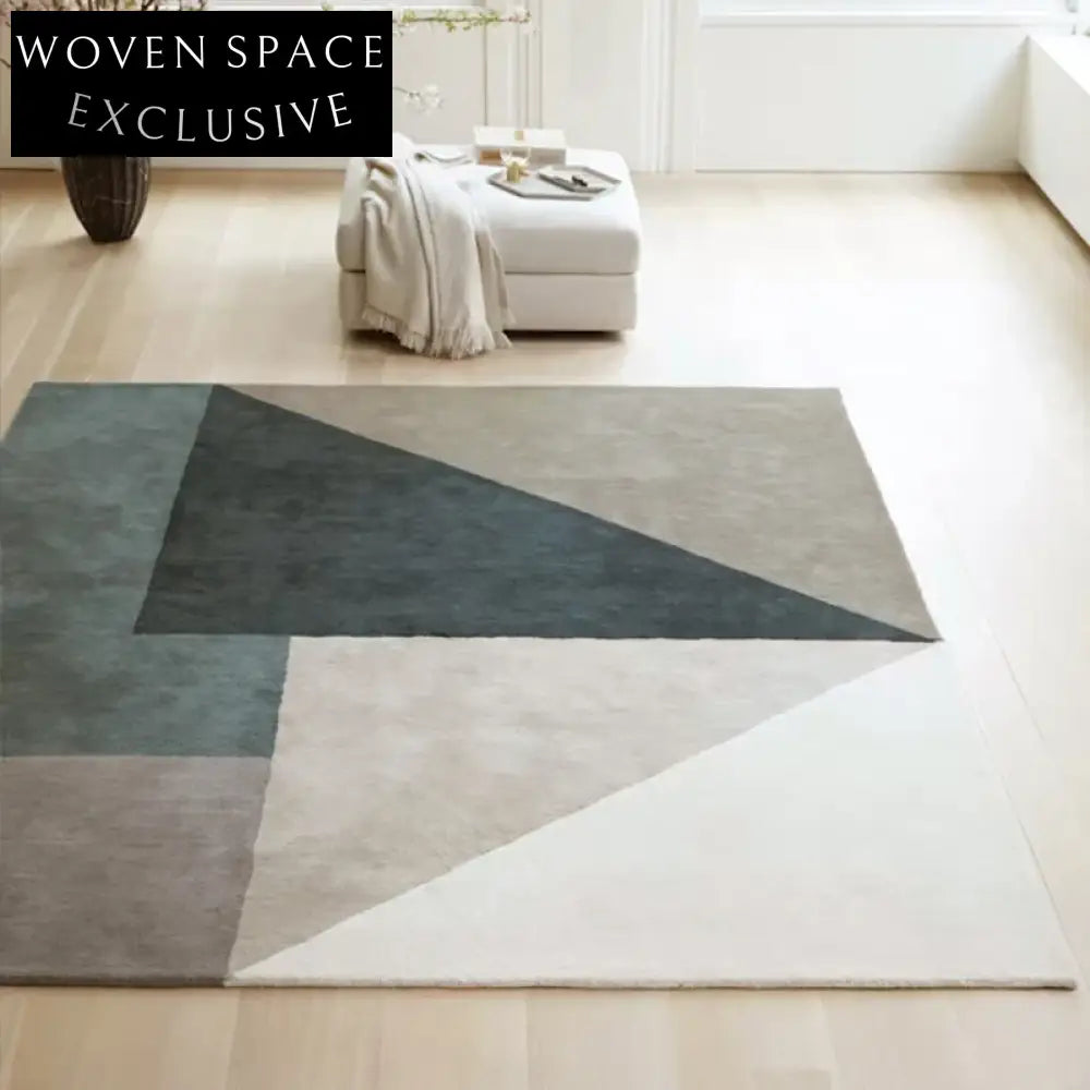 Handmade Modern Minimalist Geometric Polyester Area Rug for Living Room