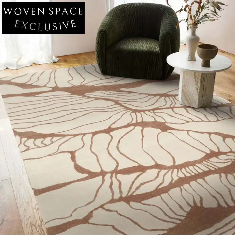 Handmade Modern Minimalist Polyester Geometric Area Rug for Living Room Bedroom