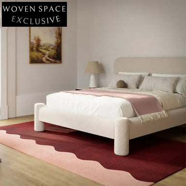 Handmade Modern Minimalist Wave Area Rug - Luxurious Cream Polyester Carpet