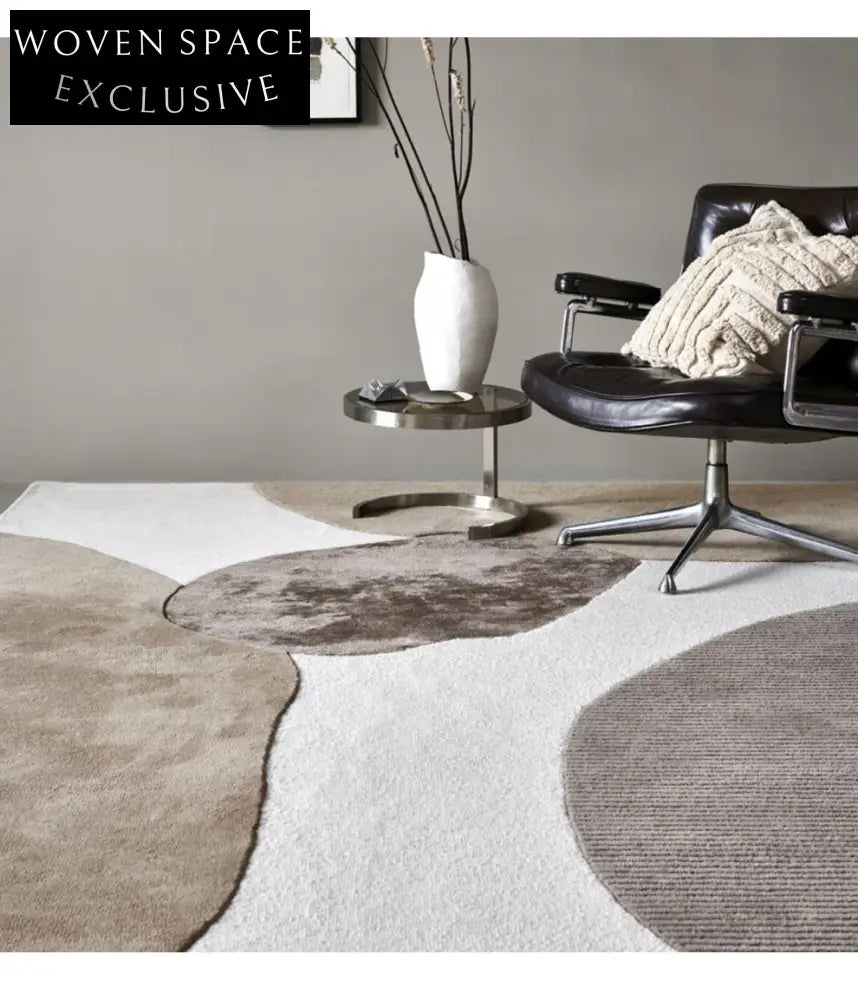 Handmade Modern Polyester Maillard Retro Area Rug for Living Room Decor