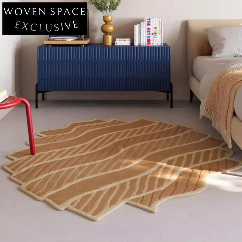 Handmade Modern Thickened Polyester Irregular Area Rug for Living Room Bedroom Hallway