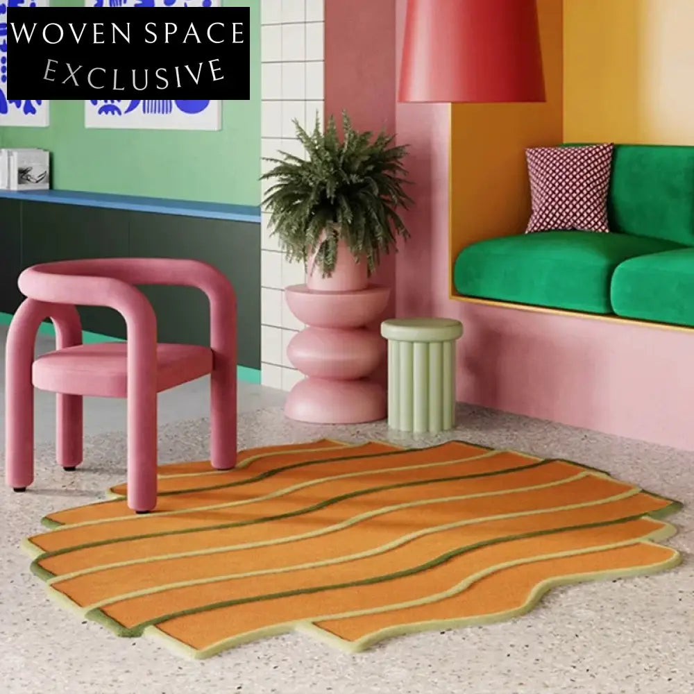 Handmade Modern Thickened Polyester Irregular Area Rug for Living Room Bedroom Hallway