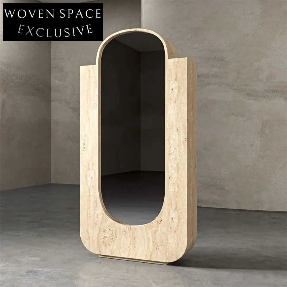Handmade Natural Calacatta Viola Marble Full-Length Floor Art Deco Mirror