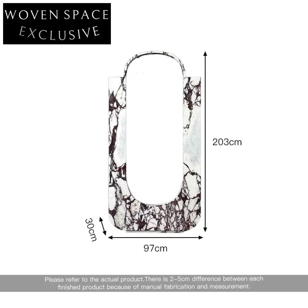 Handmade Natural Calacatta Viola Marble Full-Length Floor Art Deco Mirror