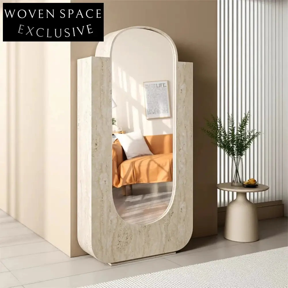 Handmade Natural Calacatta Viola Marble Full-Length Floor Art Deco Mirror