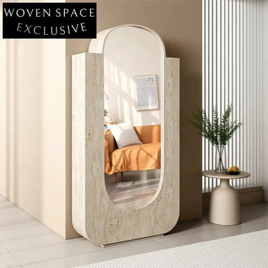 Handmade Natural Calacatta Viola Marble Full-Length Floor Art Deco Mirror