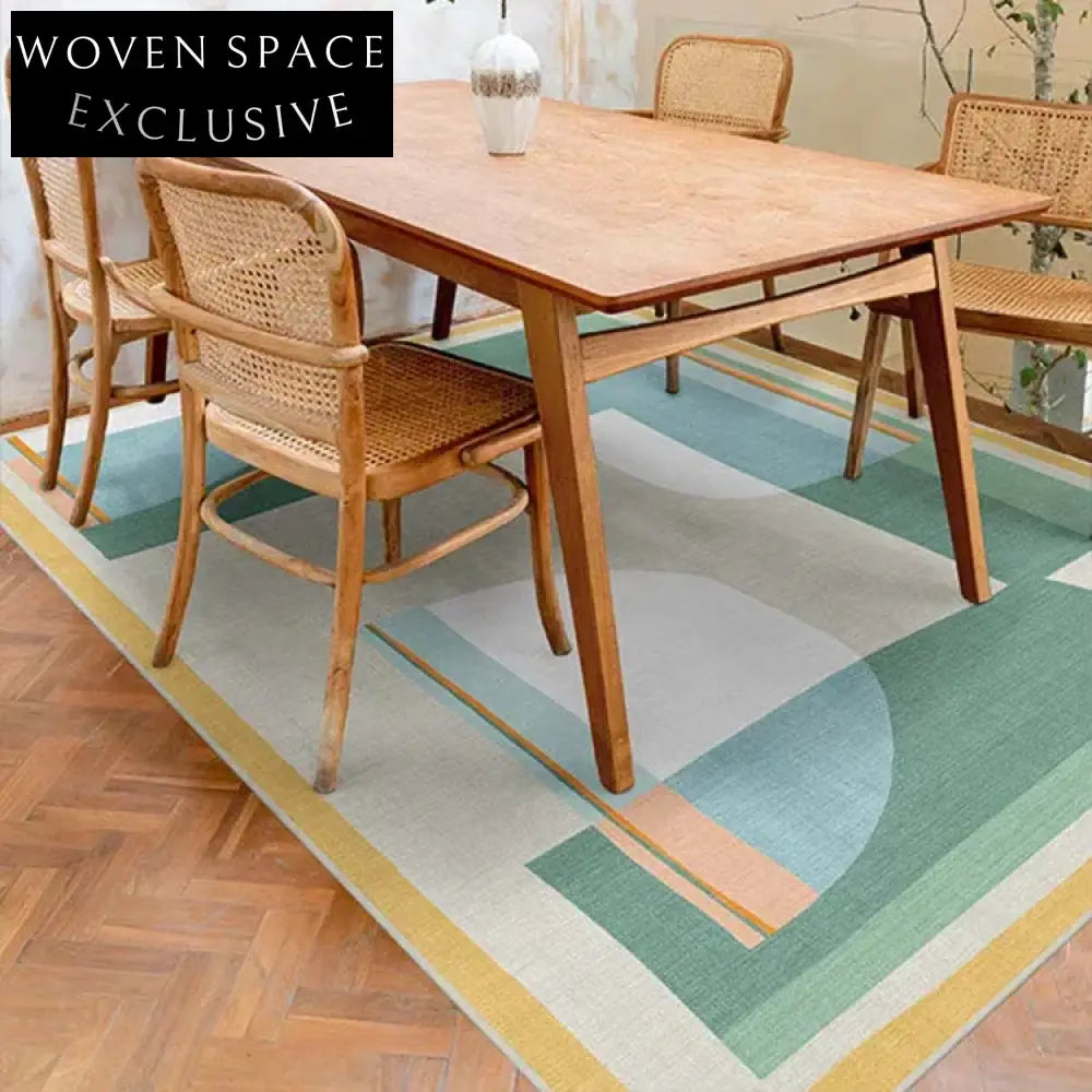 Handmade Nordic Geometric Carpet for Living Room Bedroom, Custom Polyester, Retro Style