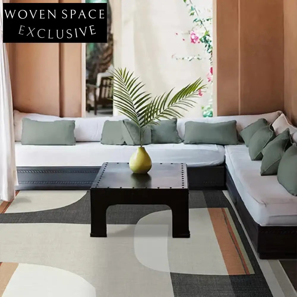 Handmade Nordic Geometric Carpet for Living Room Bedroom, Custom Polyester, Retro Style