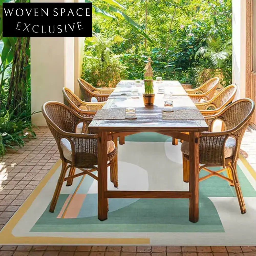 Handmade Nordic Geometric Carpet for Living Room Bedroom, Custom Polyester, Retro Style