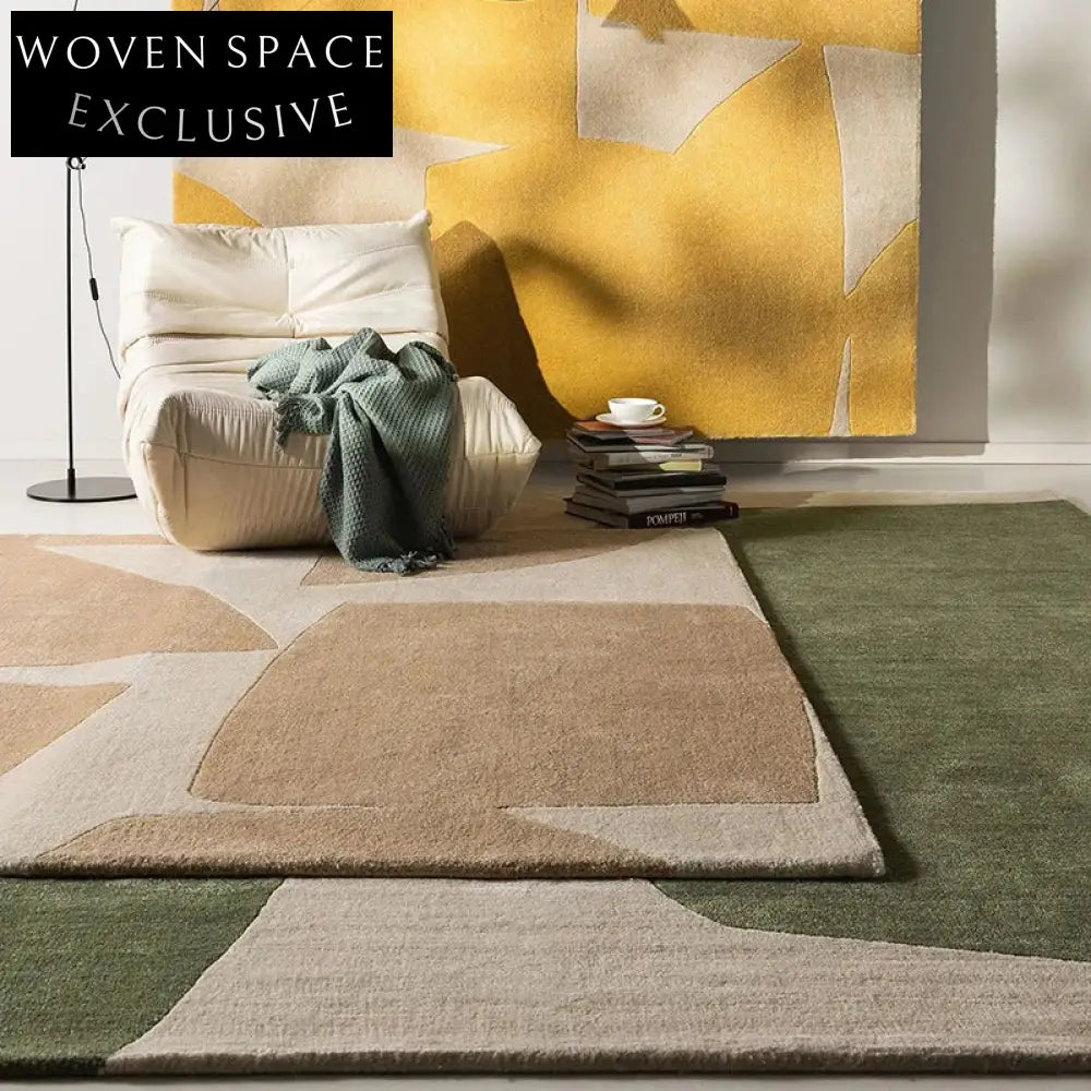 Handmade Nordic Modern Cream Polyester Fiber Area Rug for Living Room Bedroom