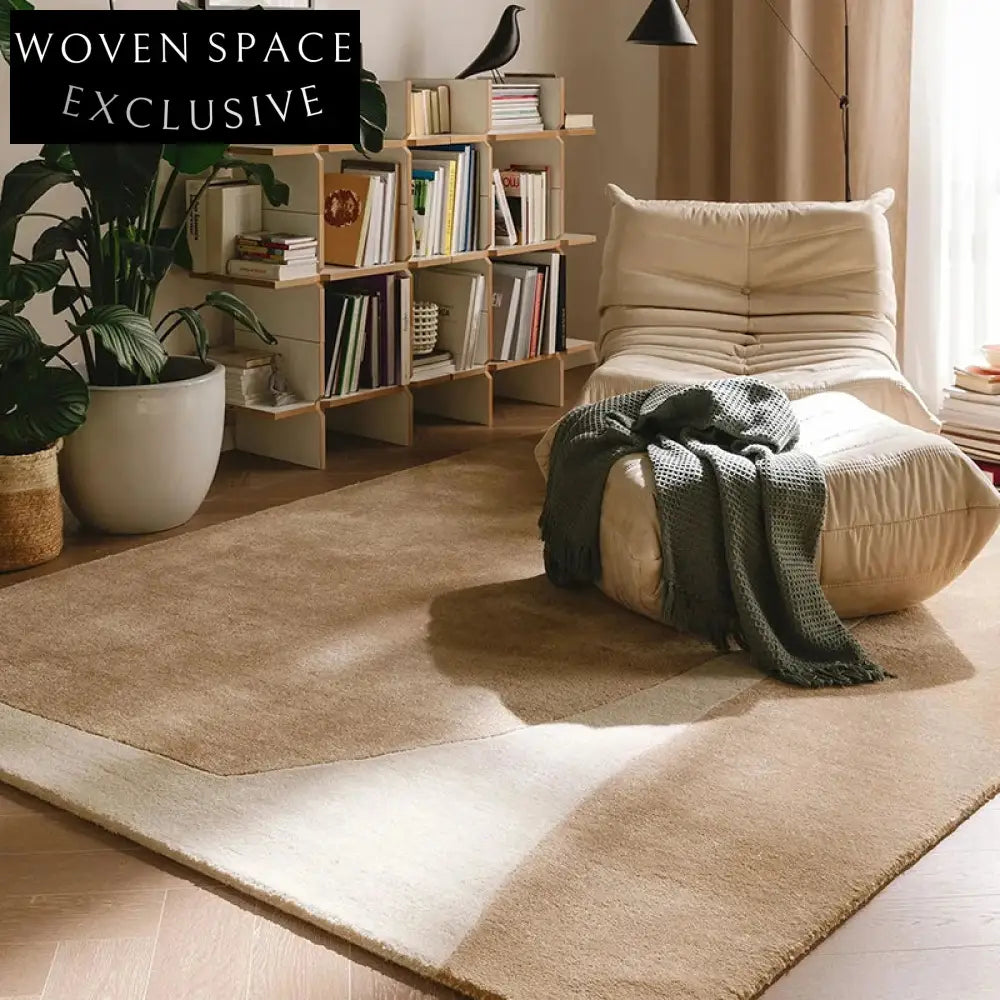 Handmade Nordic Modern Cream Polyester Fiber Area Rug for Living Room Bedroom