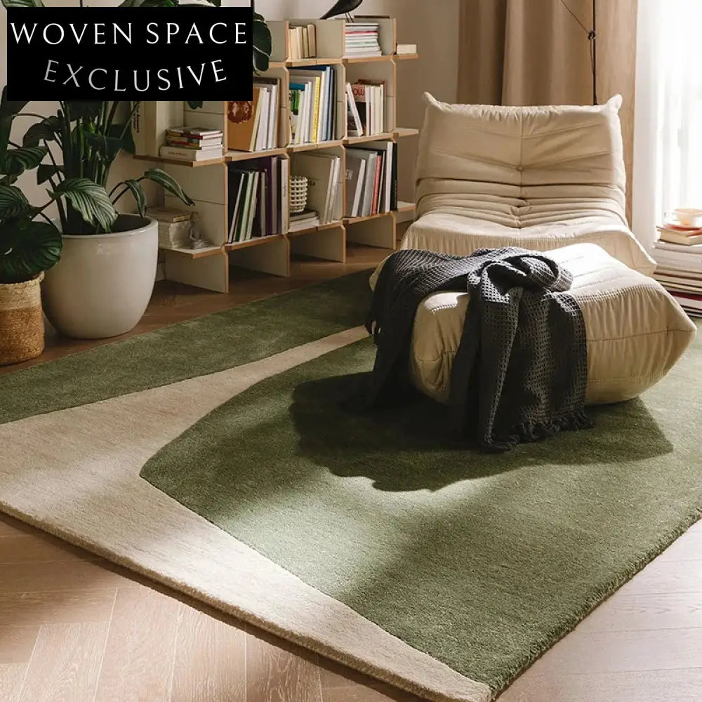 Handmade Nordic Modern Cream Polyester Fiber Area Rug for Living Room Bedroom