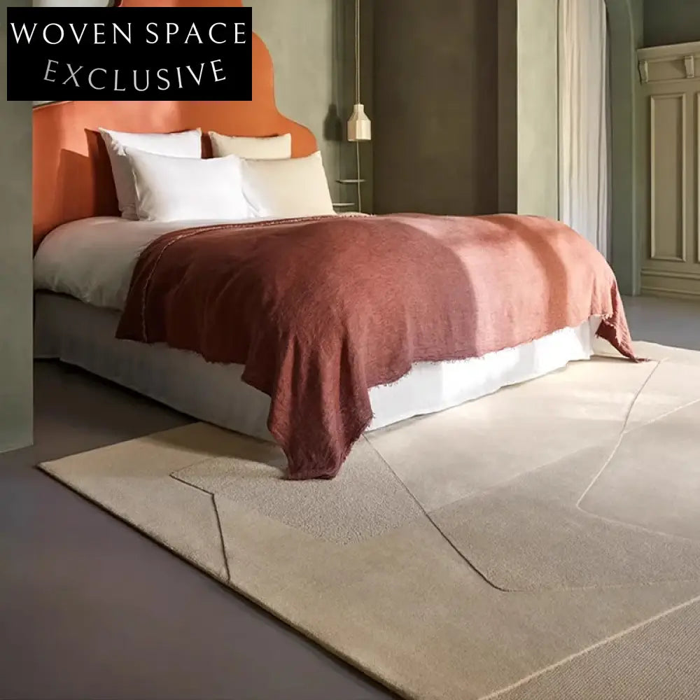 Handmade Plush Cream Luxury Area Rug Modern Minimalist Design for Living Room