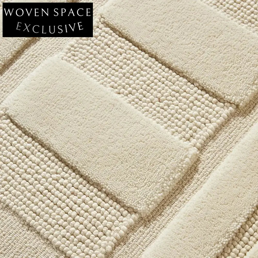 Handmade Plush Cream Luxury Area Rug Modern Minimalist Design for Living Room