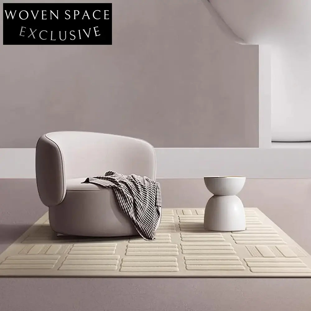 Handmade Plush Cream Luxury Area Rug Modern Minimalist Design for Living Room