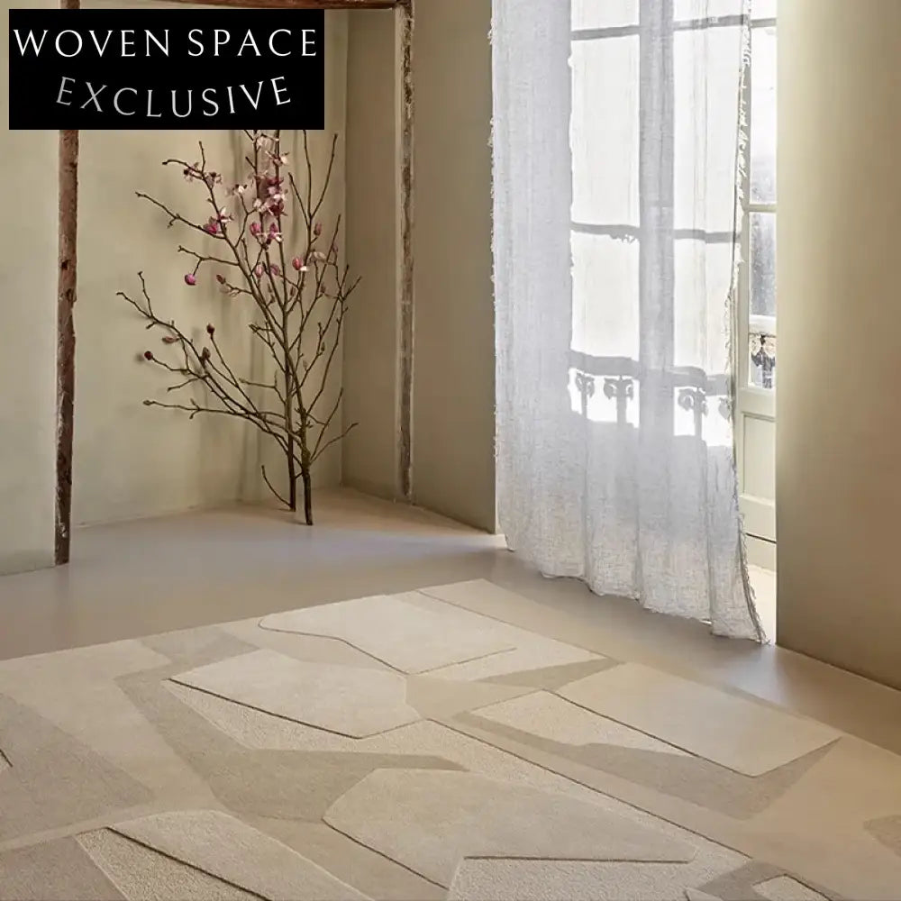 Handmade Plush Cream Luxury Area Rug Modern Minimalist Design for Living Room