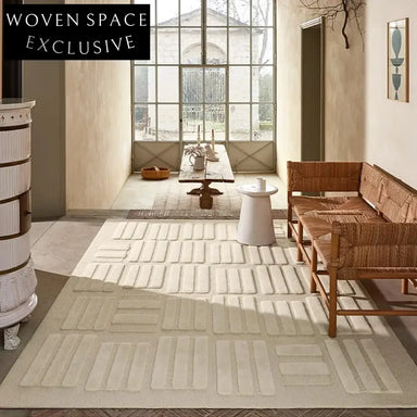 Handmade Plush Cream Luxury Area Rug Modern Minimalist Design for Living Room