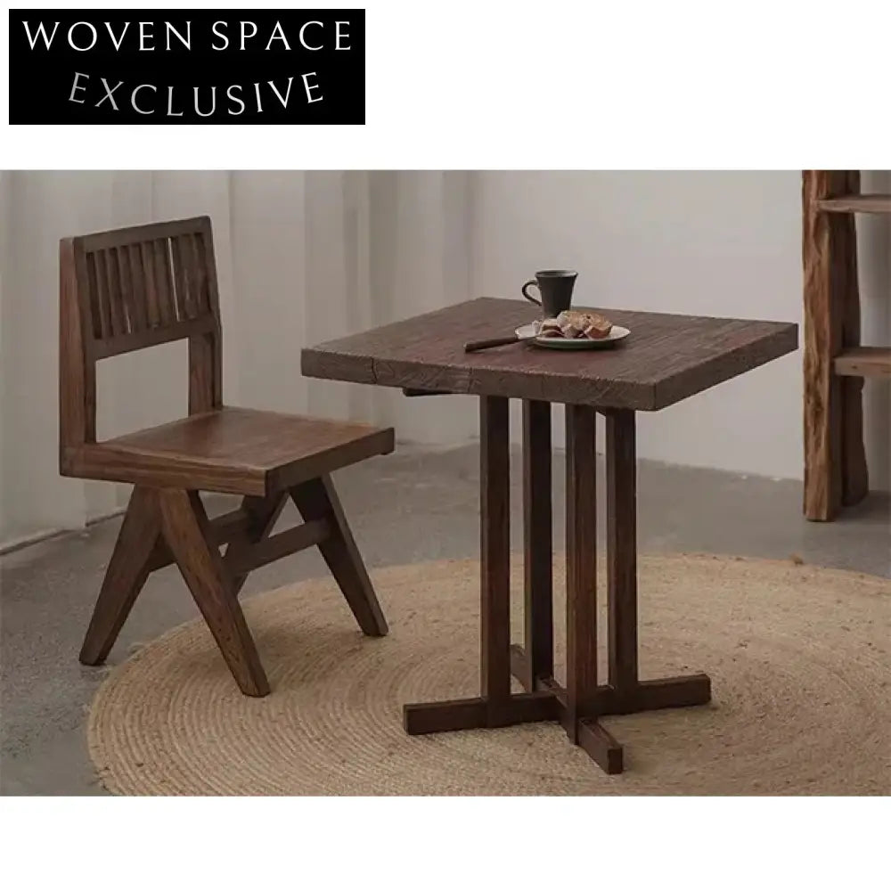 Handmade Solid Elm Wood Square Classic Indoor Design Coffee Table