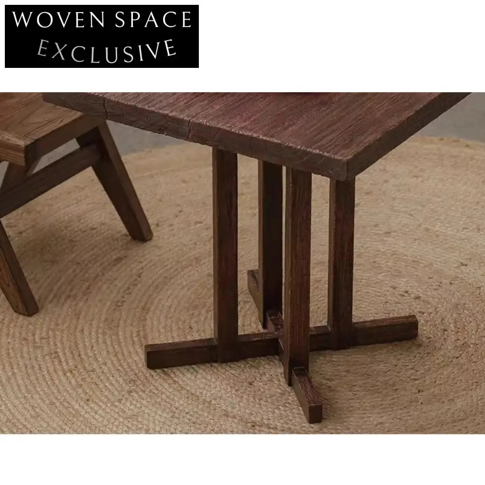 Handmade Solid Elm Wood Square Classic Indoor Design Coffee Table