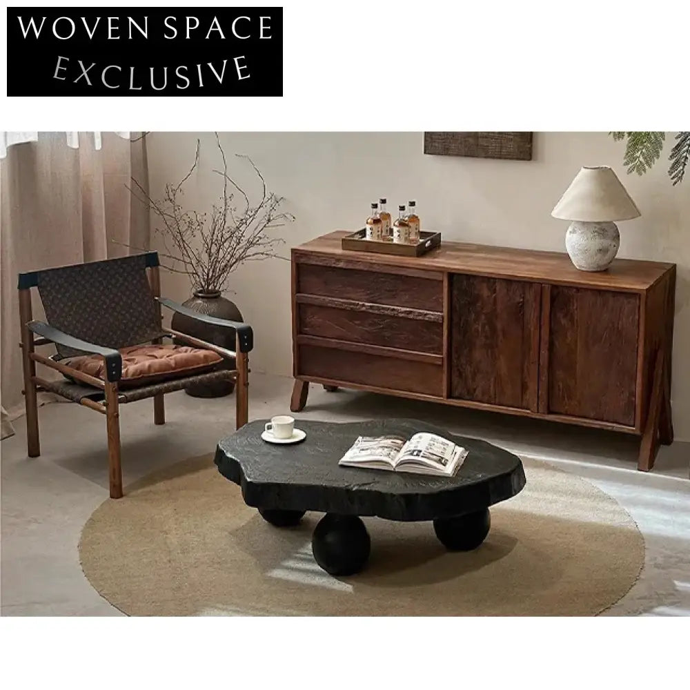 Handmade Solid Wood Special Shaped Low Wabi Sabi Coffee Table