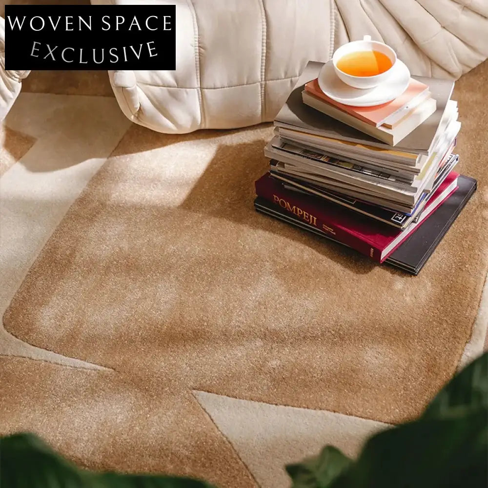 Handmade Thick Polyester Fiber Nordic Cream Geometric Pattern Area Rug