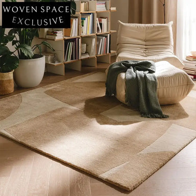 Handmade Thick Polyester Fiber Nordic Cream Geometric Pattern Area Rug