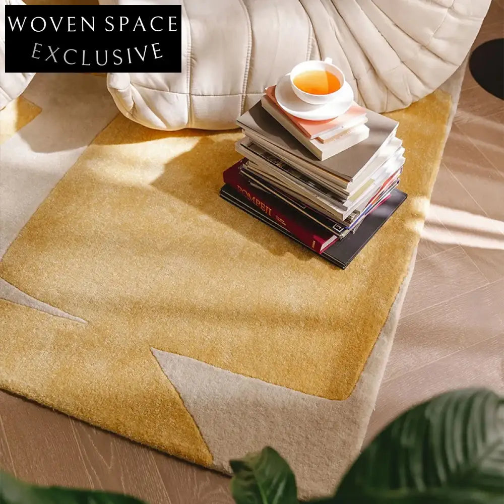 Handmade Thick Polyester Fiber Nordic Cream Geometric Pattern Area Rug